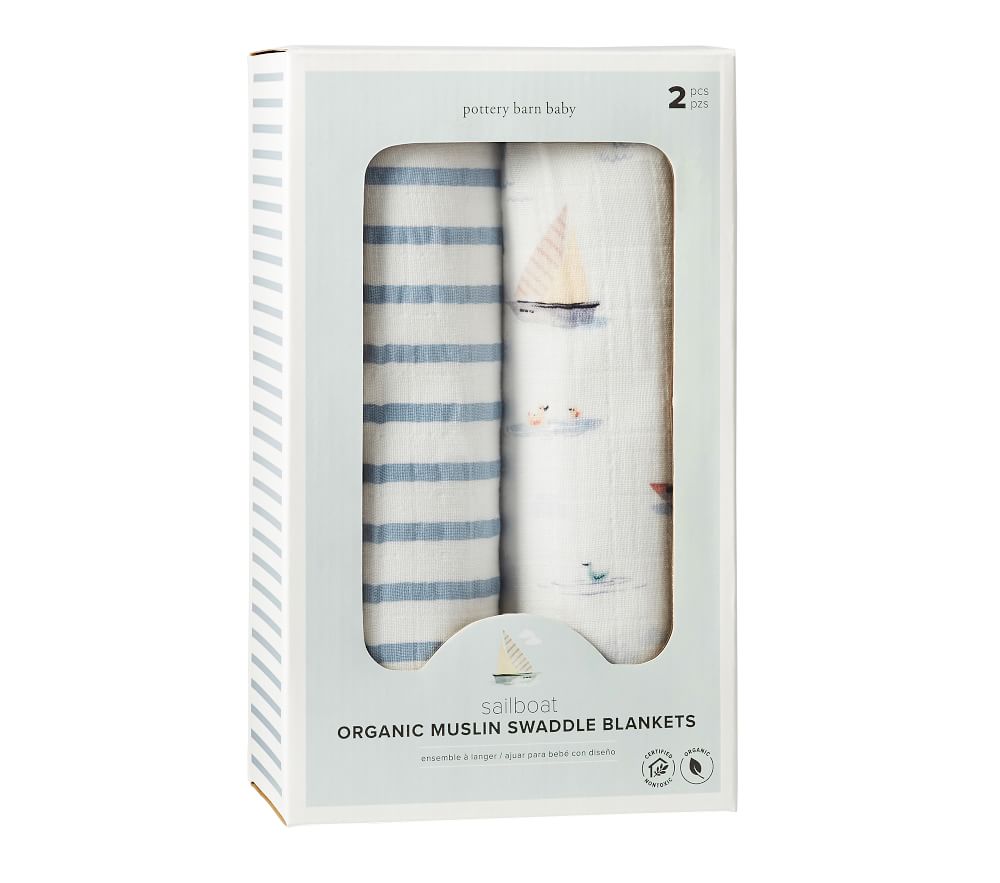 Sailboat Organic Muslin Swaddle Set